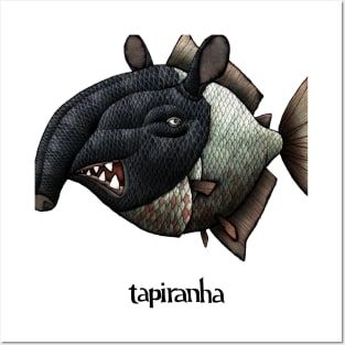 Tapiranha Cartoon Illustration Posters and Art